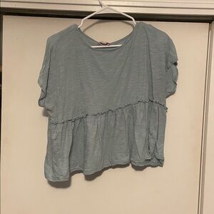 Light Blue Ruffled peplum Top